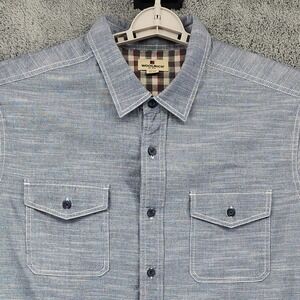 Woolrich Shirt Mens 2XL‎ Blue Chambray Dual Pockets Contrast Stitching Outdoor
